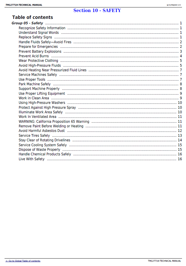 Download TM127719 John Deere QuikTrak Mower Service Test Manual