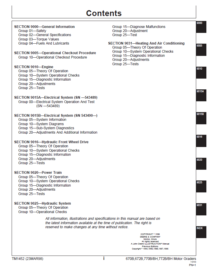 Download TM1452 John Deere Motor Grader Operation Test Manual