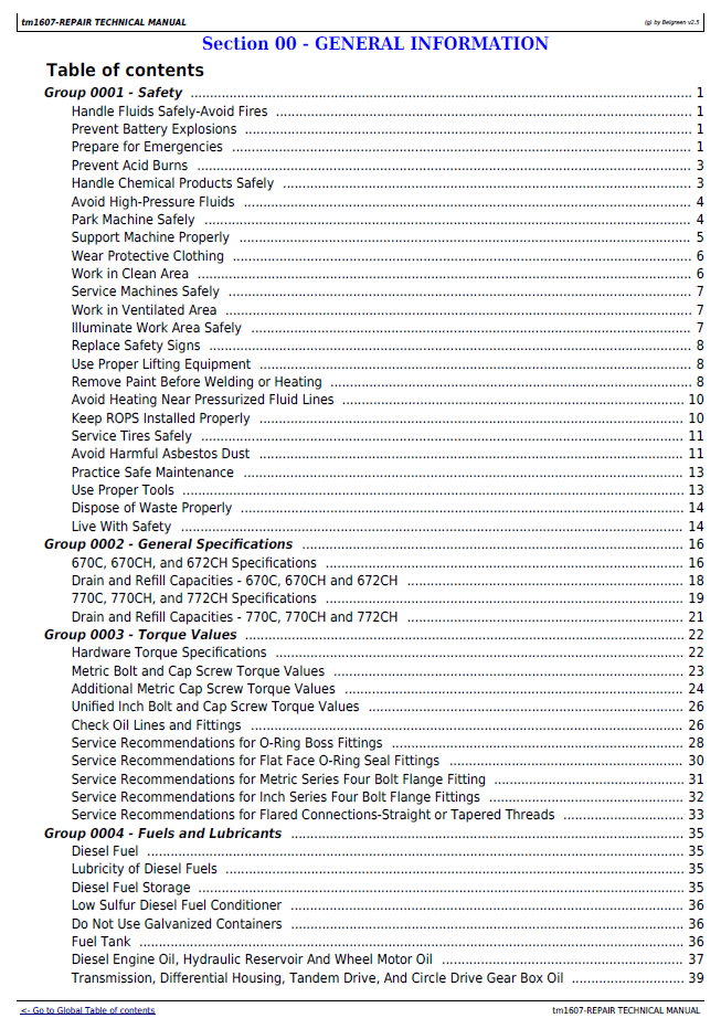 Download TM1607 John Deere Motor Grader Complete Technical Manual