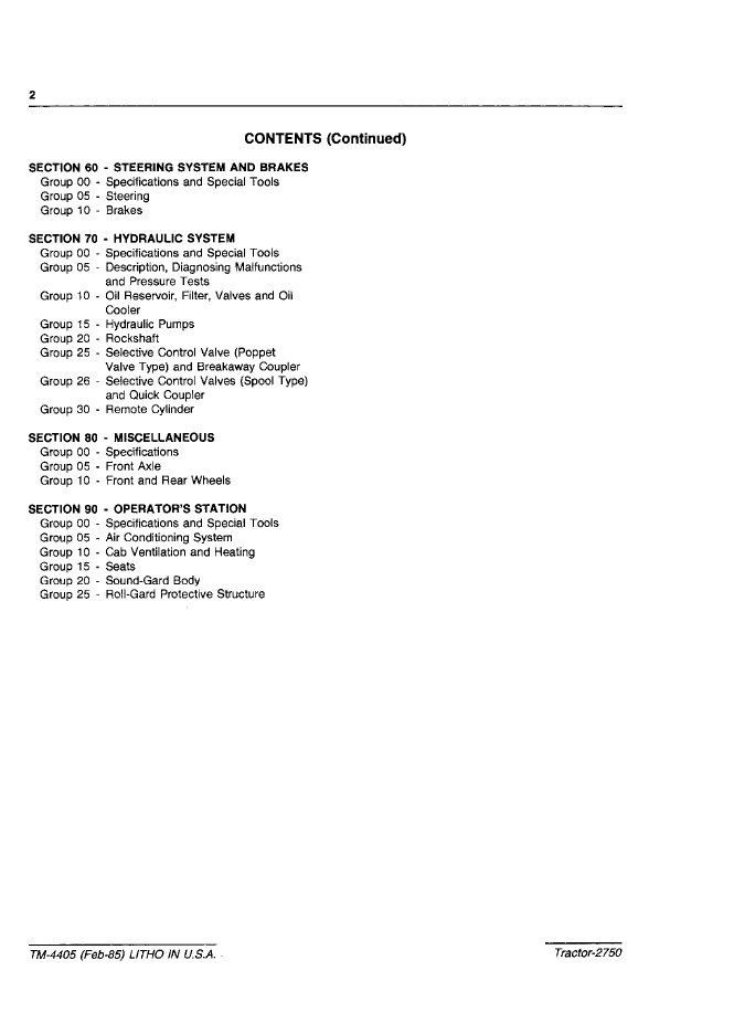 Download TM4405 John Deere 2750 Tractor Service Technical Manual PDF