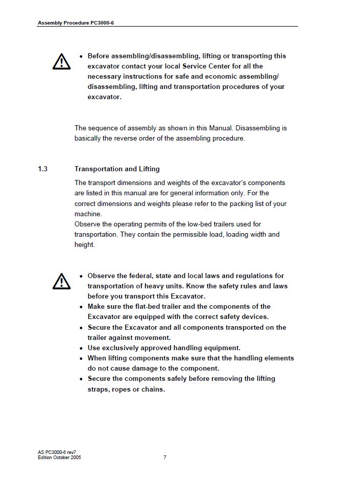 FAMPC3000-07 Manual: Komatsu PC3000-6 Hydraulic Mining Shovel Assembly Procedure