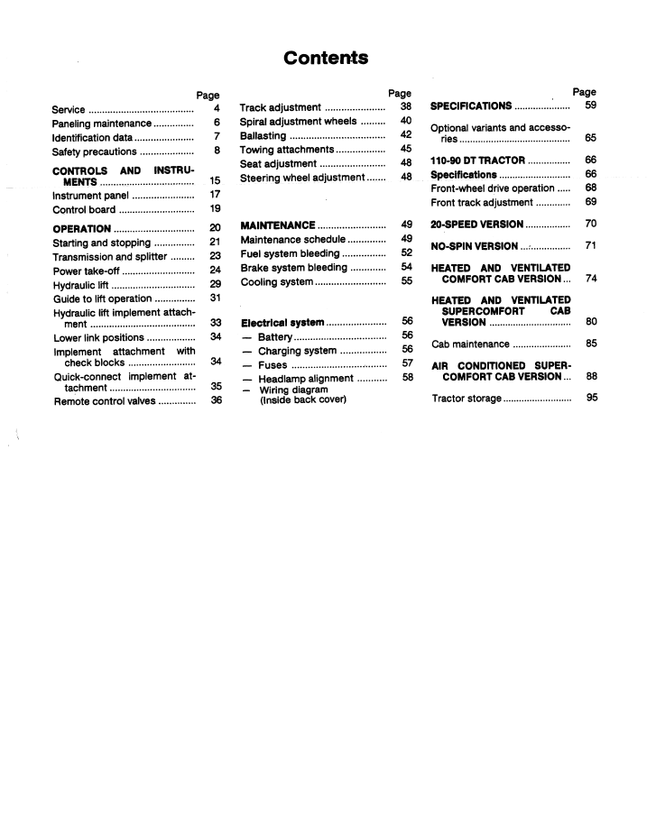 Fiat 110-90 & 110-90 DT Tractor User Manual 06910280 PDF
