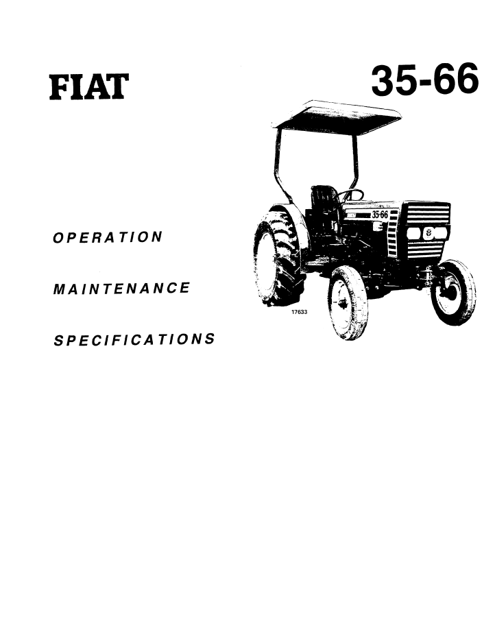 Fiat 35-66 & 35-66 DT Tractor Operating Manual 06910283 PDF