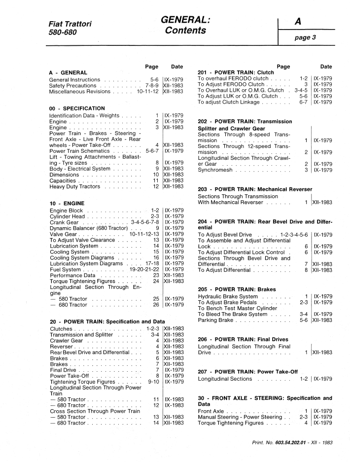 Fiat 580 580 DT 680 680 DT Tractor Workshop & Service Manual 06910054