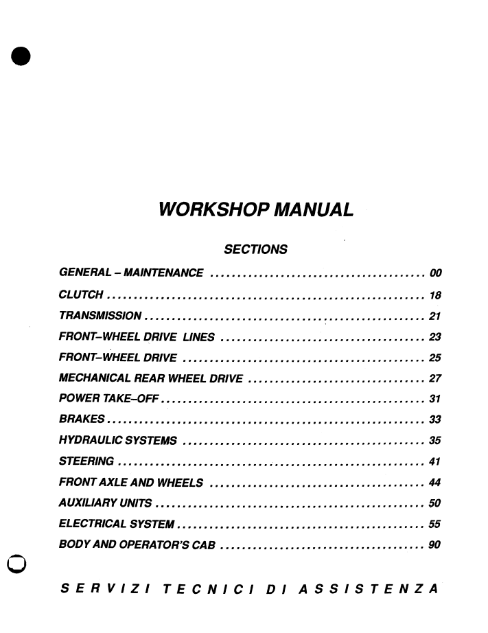 Fiat F100, F110, F120 & F130 Turbo Tractor Service Manual 06910101