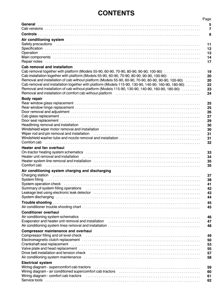 Fiat Series 90 Tractor Cab Maintenance Workshop Manual 06910085 PDF