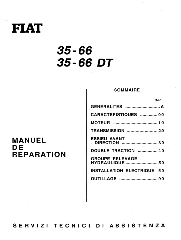 Fiat Trattori 35-66 & 35-66 DT Tractor Service Manual 06910100 PDF