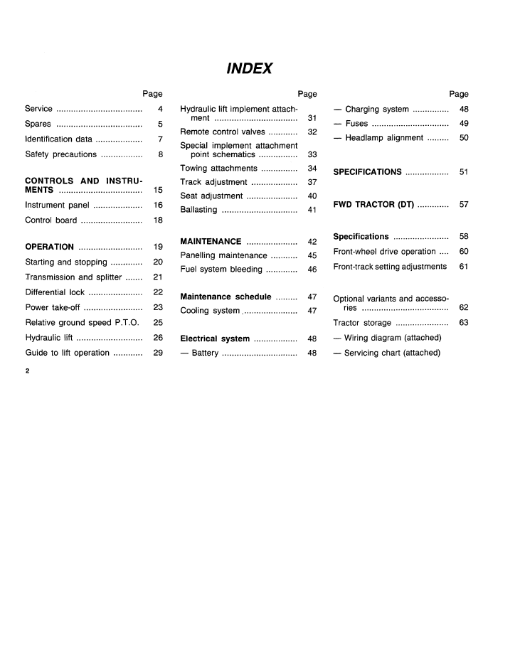 Fiat Trattori 35-66 & 35-66 DT Tractor User Manual 06910283 PDF