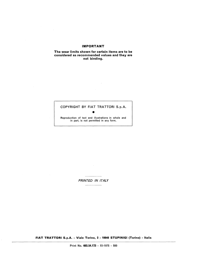 Fiat Trattori 805C Tractor Workshop Service Manual 06910046