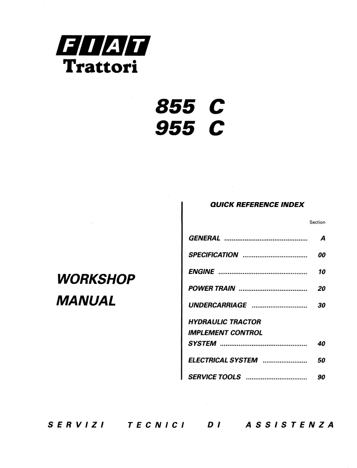 Fiat Trattori 855C, 85-55, 955C & 95-55 Service Manual 06910092