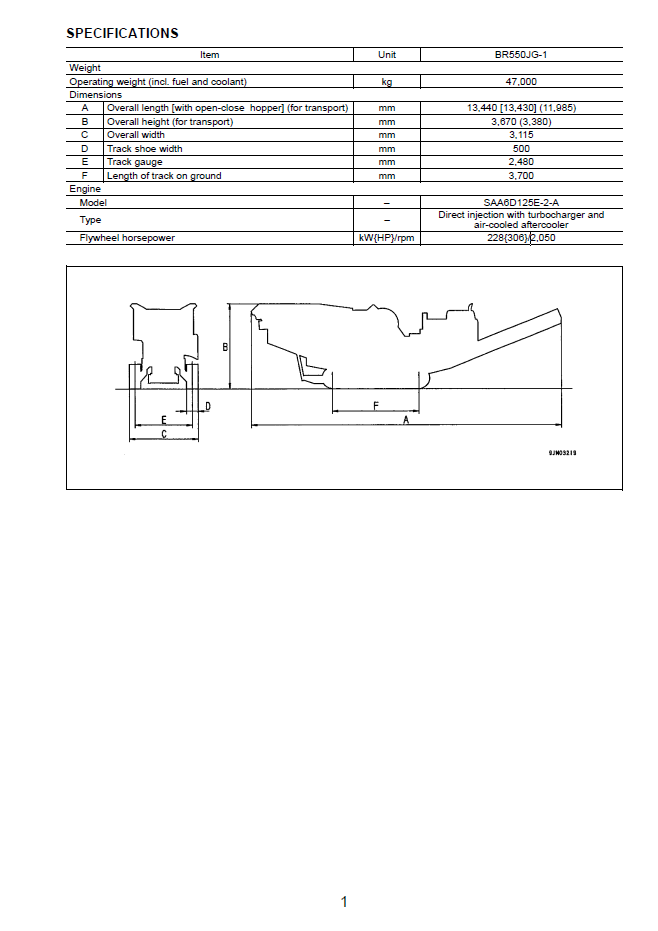 Field Assembly Instruction Manual: Komatsu Galeo BR550JG-1 Crusher GEN00030-01