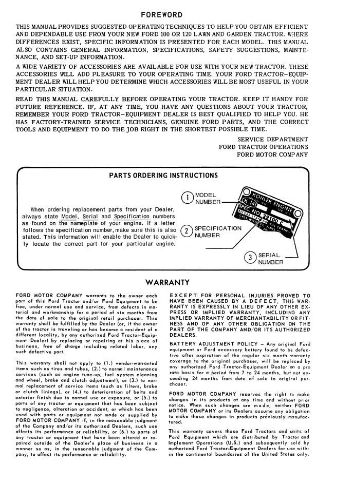 Ford 100 120 Lawn Garden Tractor Operator Manual 42012020 PDF