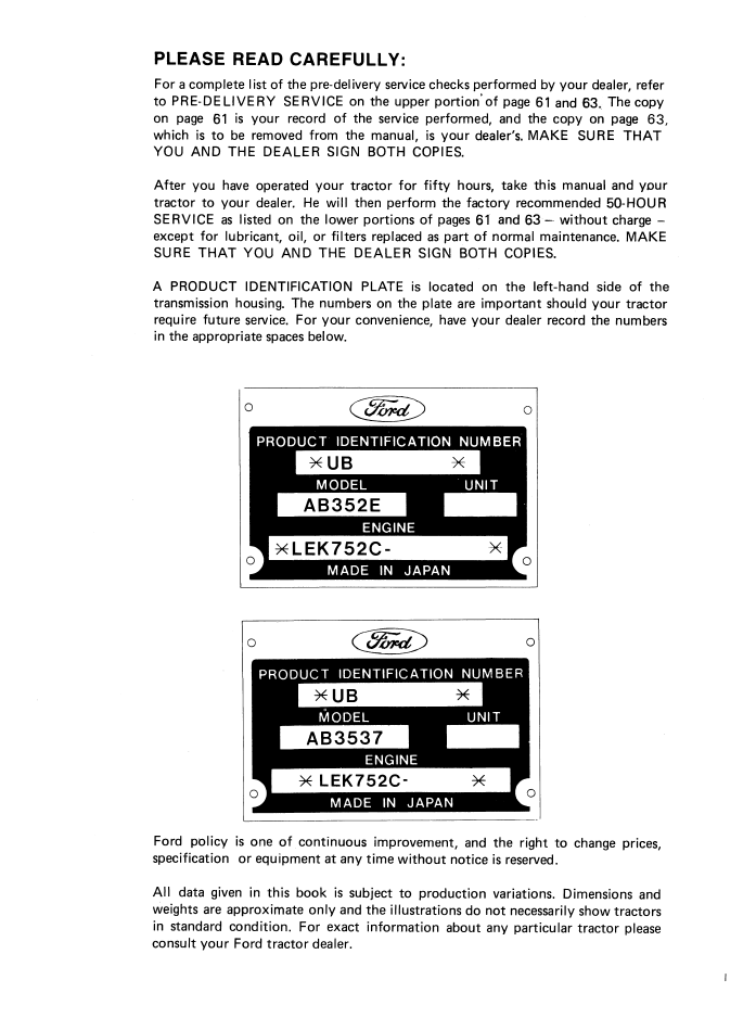 Ford 1110 Tractor Operator Manual 42111010 PDF