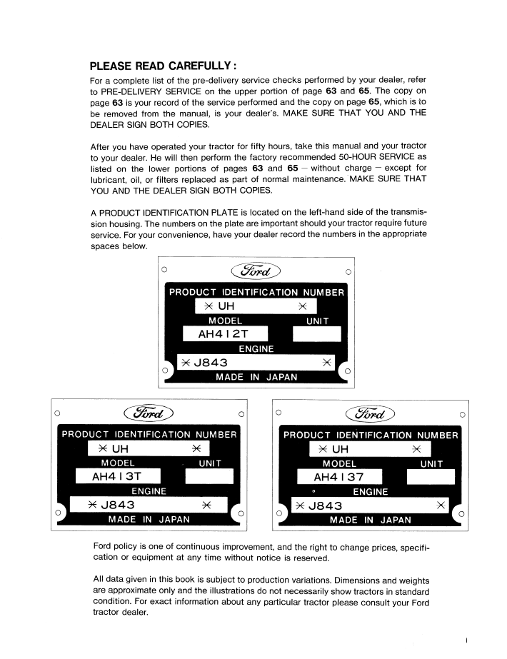 Ford 1520 Tractor User Manual 42152010 PDF