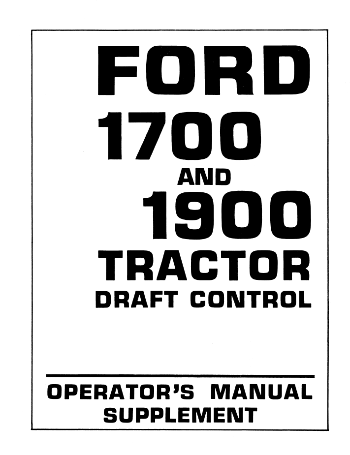 Ford 1700 1900 Tractor Operator Manual 42190011 PDF Download