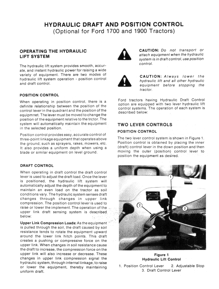 Ford 1700 1900 Tractor User Manual 42190011 PDF
