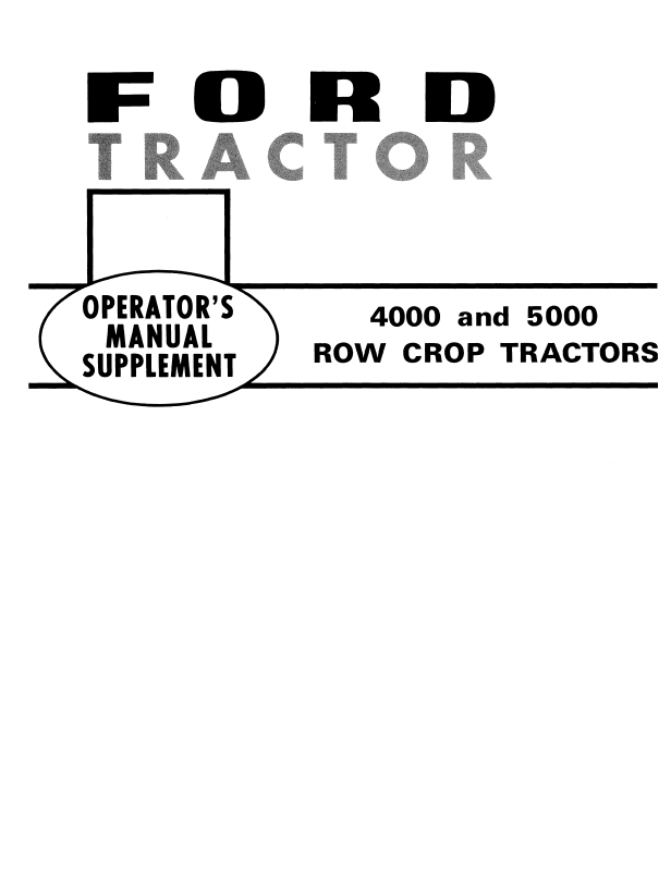 Ford 2000 3000 4000 5000 Tractor Operating Guide 42200040