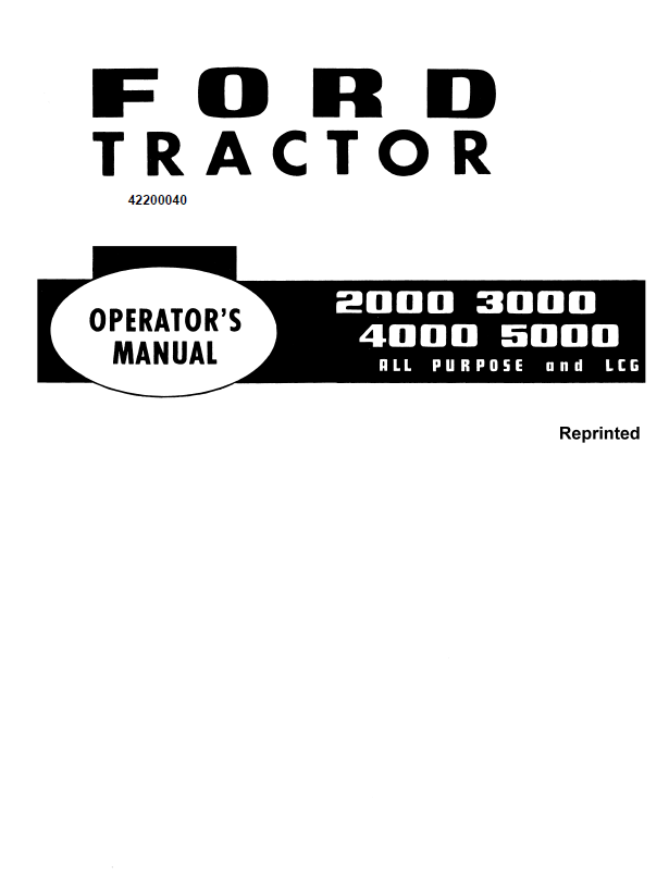 Ford 2000 3000 4000 5000 Tractor Operator Manual 42200040 PDF