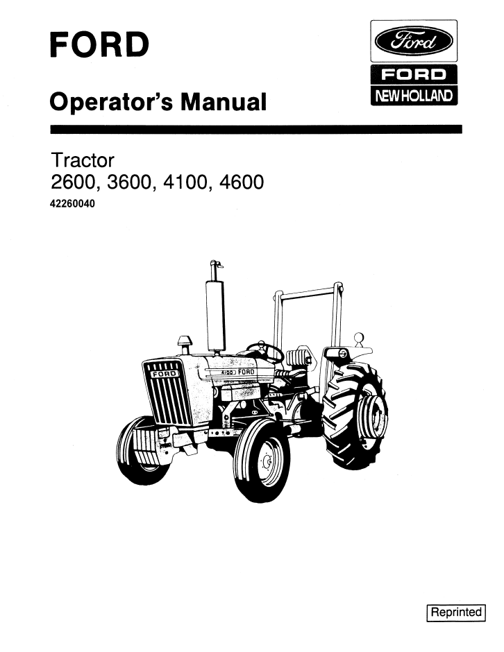 Ford 2600 3600 4100 4600 Tractor Operator Manual 42260040 PDF