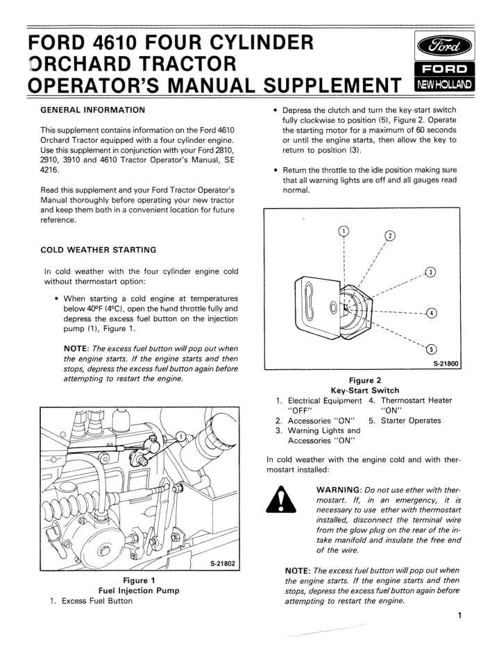 Ford 2810 2910 3910 4610 II Tractor Guide 42281040 PDF