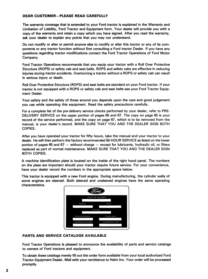 Ford 2910-4610 LCG Low Center Gravity Manual 42291020 PDF