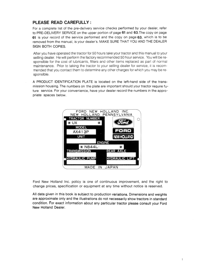 Ford 3415 Tractor Operator Manual 42341510 PDF