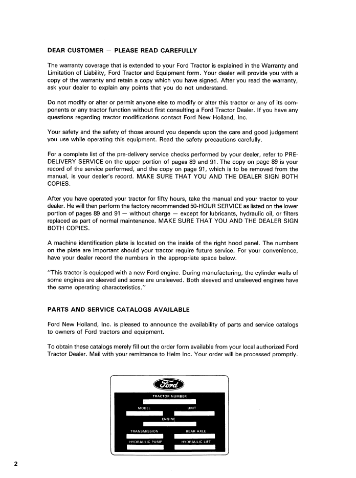 Ford 450 Tractor-Loader-Backhoe Operating Manual 42045010