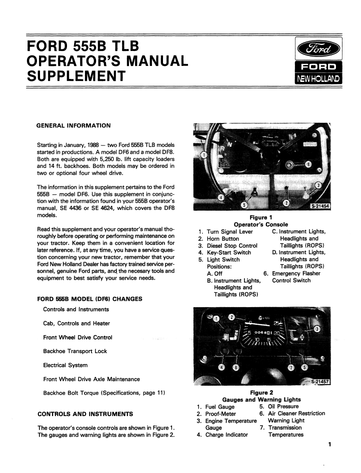 Ford 555B Loader Backhoe Tractor Manual PDF 42055511