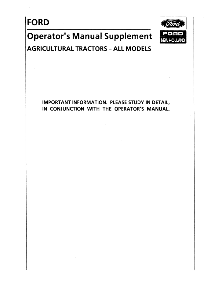 Ford 5610 6610 7610 II Tractor Operator Manual 42561033 PDF