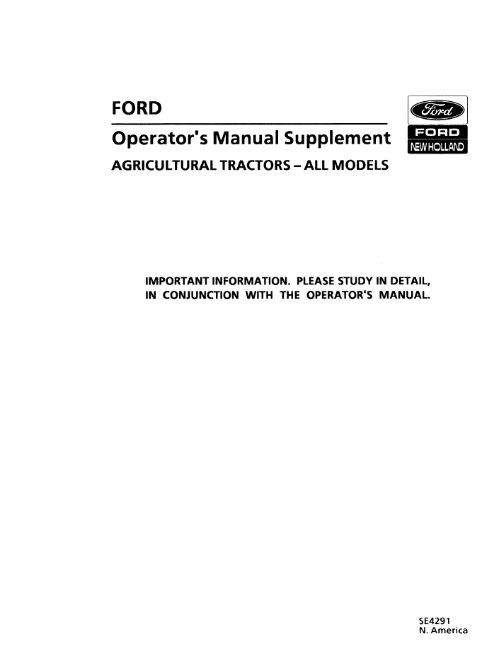 Ford 5610 6610 7610 II Tractor Operator Manual 42561034 PDF