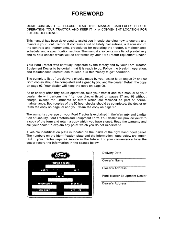 Ford 5610 6610 7610 Tractor Operator Manual 42561030 PDF