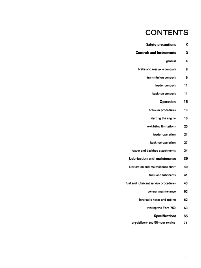 Ford 750 Tractor-Loader-Backhoe Operating Manual PDF