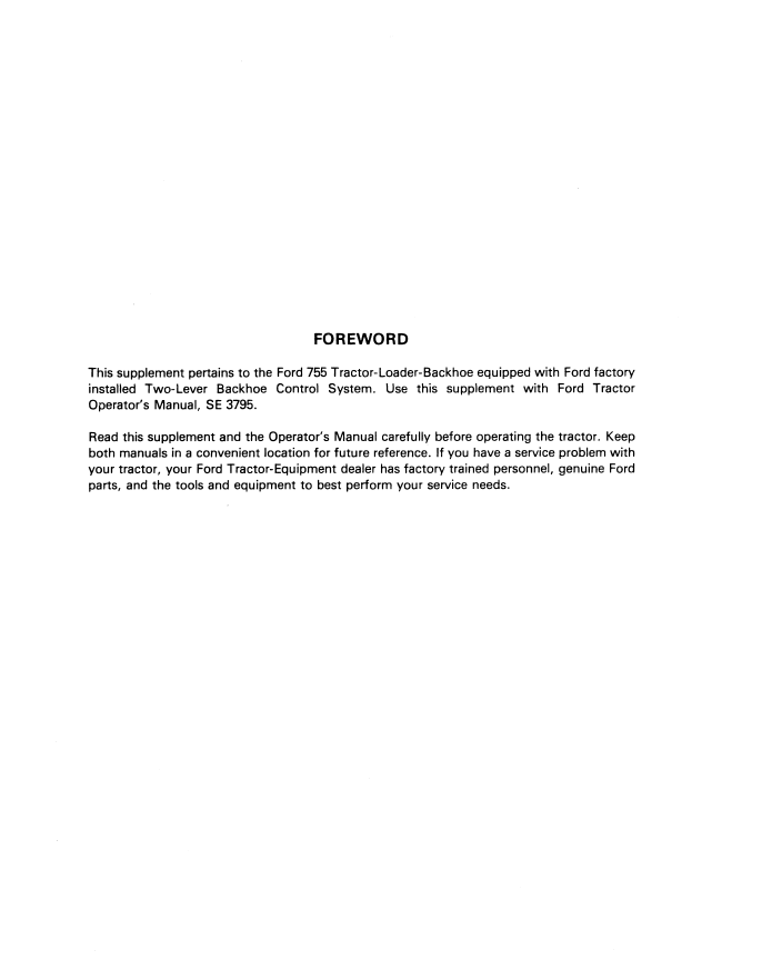 Ford 755 Tractor-Loader-Backhoe Operating Manual PDF