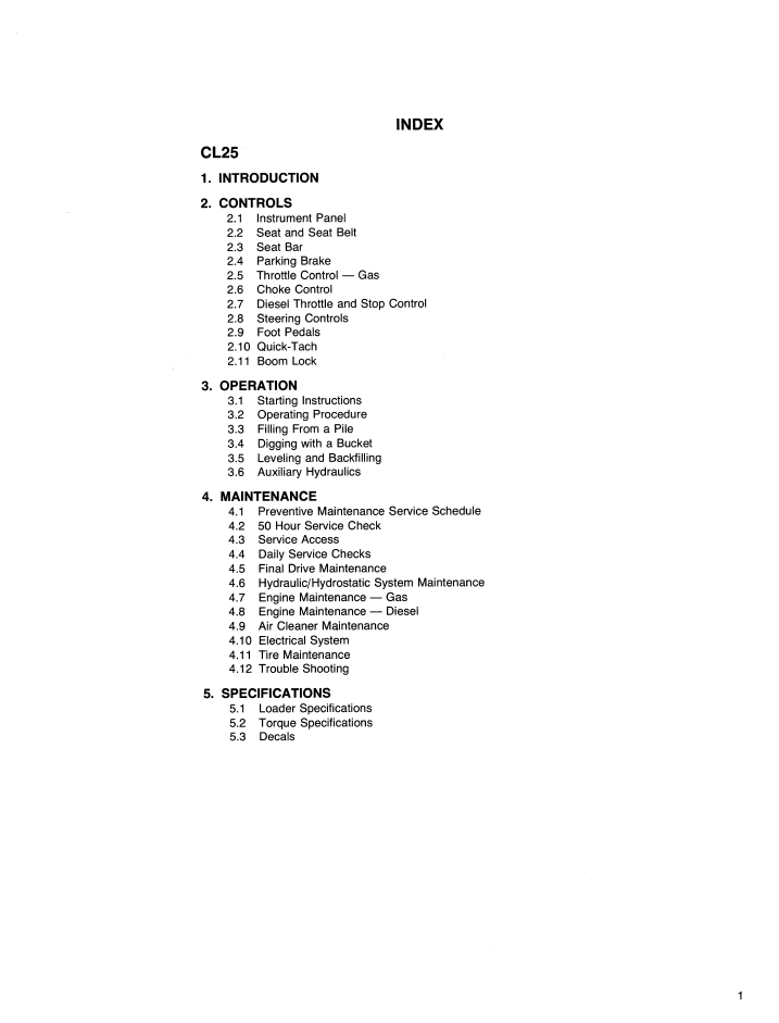 Ford CL25 Compact Loader Operating Instructions Manual PDF 42002510