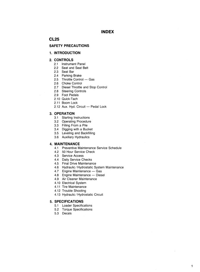 Ford CL25 Compact Loader Operating Instructions Manual PDF 42002511