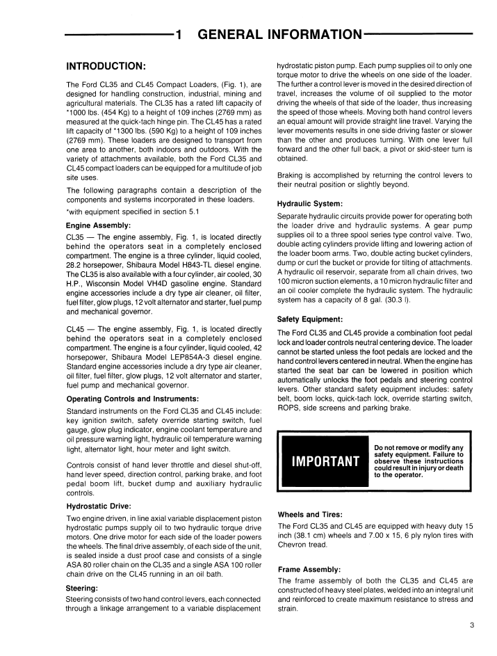 Ford CL35 & CL45 Compact Loader Manual – New Holland 42003520 PDF