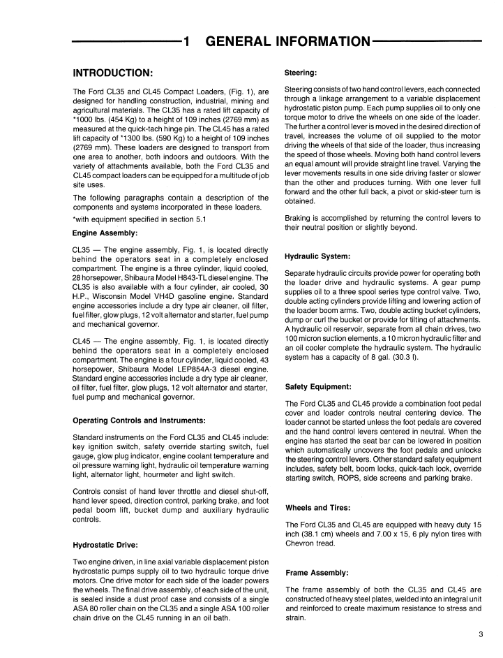 Ford CL35 & CL45 Compact Loader Manual – New Holland 42003521 PDF