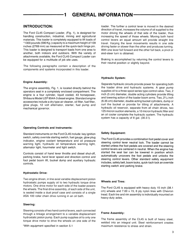 Ford CL 45 Compact Loader Manual 42004510 New Holland PDF
