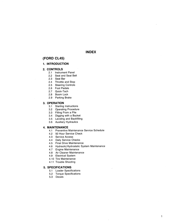 Ford CL 45 Compact Loader Operator Manual 42004510 PDF
