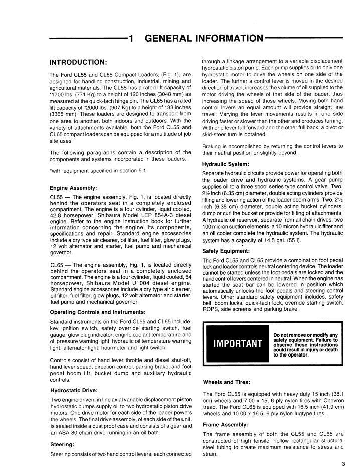 Ford CL 55 CL 65 Compact Loader Manual 42005520 New Holland