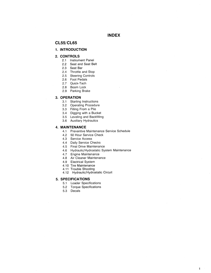 Ford CL 55 CL 65 Compact Loader Operator Manual 42005520 PDF