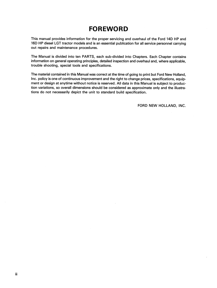 Ford LGT 14D & 16D Diesel Lawn Garden Tractor Manual 40001420 PDF