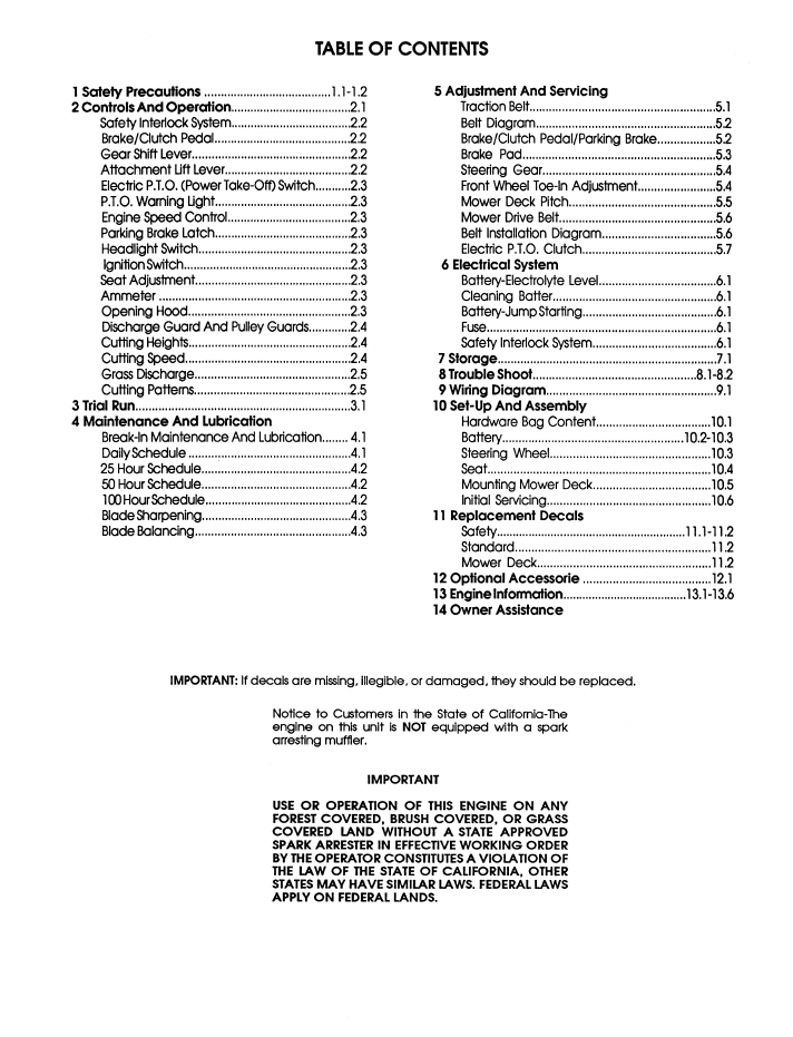 Ford LT12.5A Lawn Tractor Operator Manual 42640012 PDF