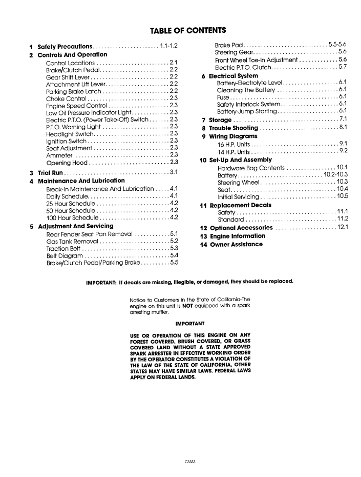 Ford New Holland YT 14 & YT 16 Yard Tractor Operating Manual 42641620