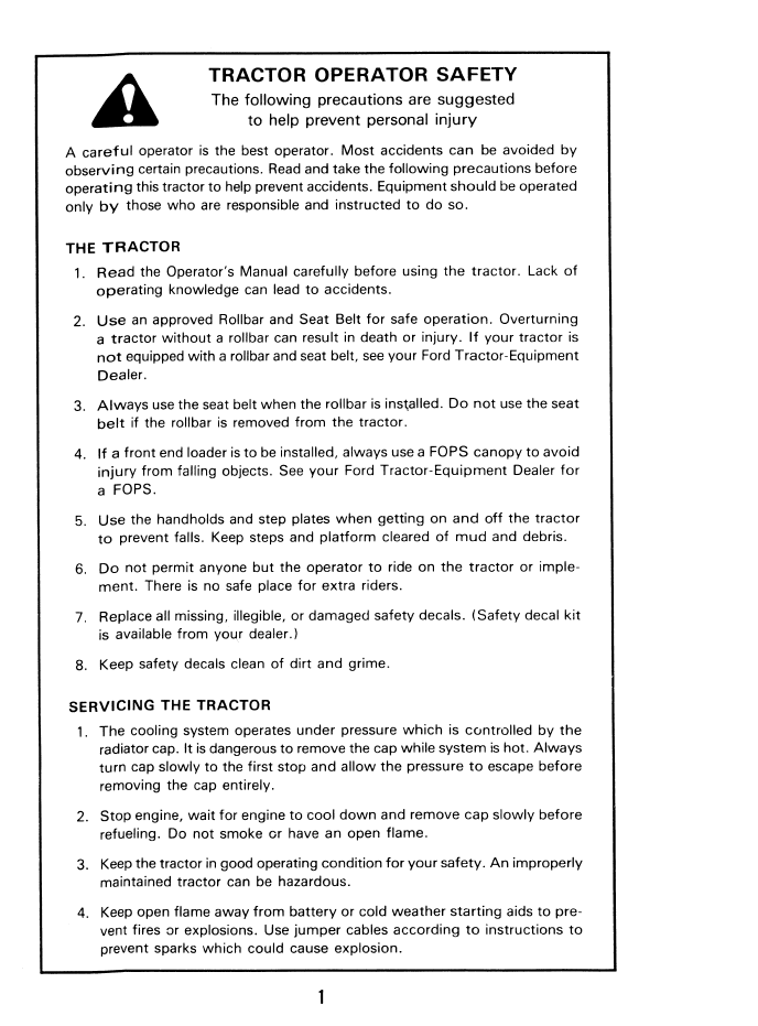 Ford Series 601 801 Operator Manual PDF 42060121