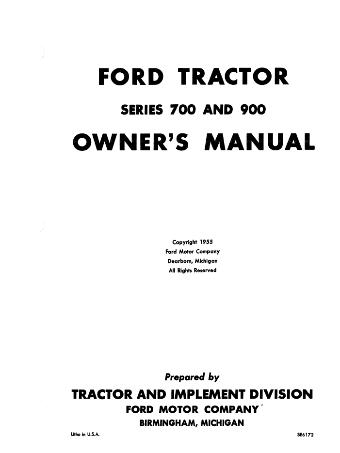Ford Series 700 900 Operator Manual PDF 42070040