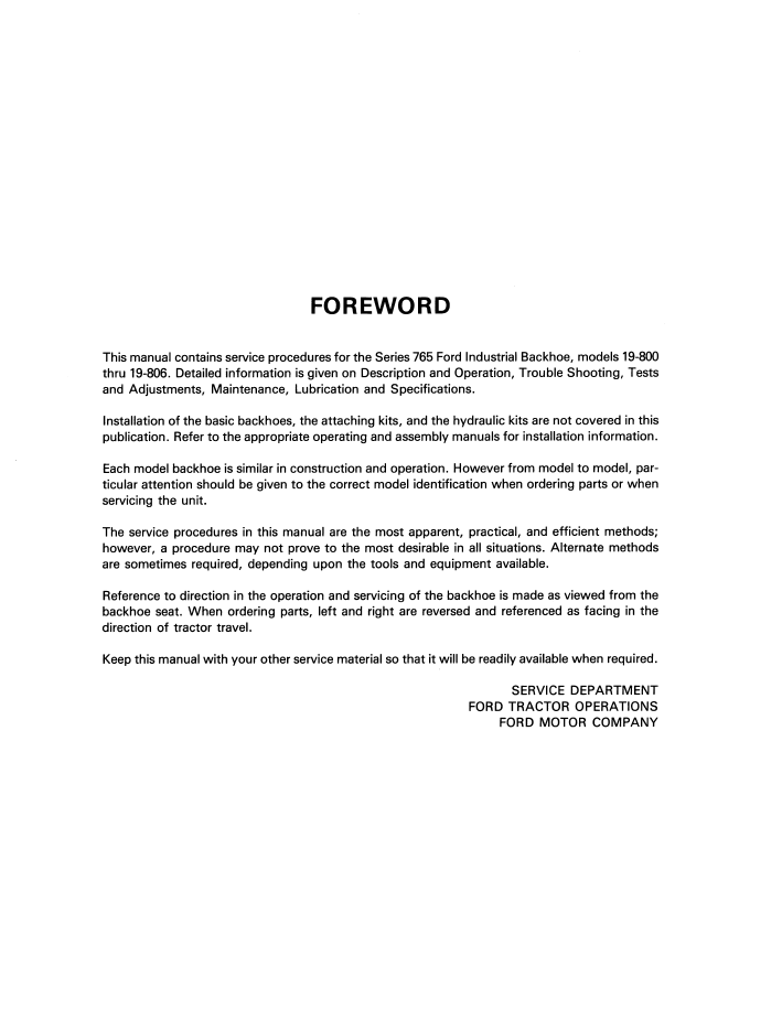 Ford Series 765 Backhoe Service Repair Manual PDF 42076511
