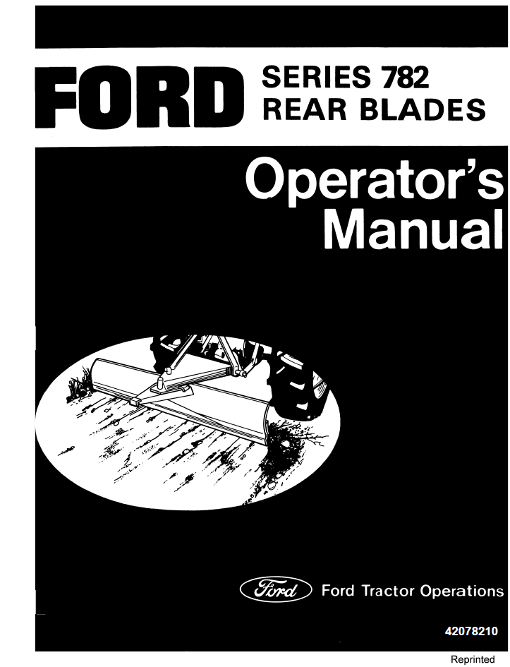 Ford Series 782 Rear Blade Operator Manual PDF 42078210