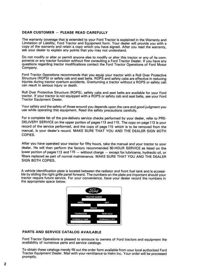 Ford TW-25 & TW-35 Agricultural Tractor Manual – 42002512 PDF