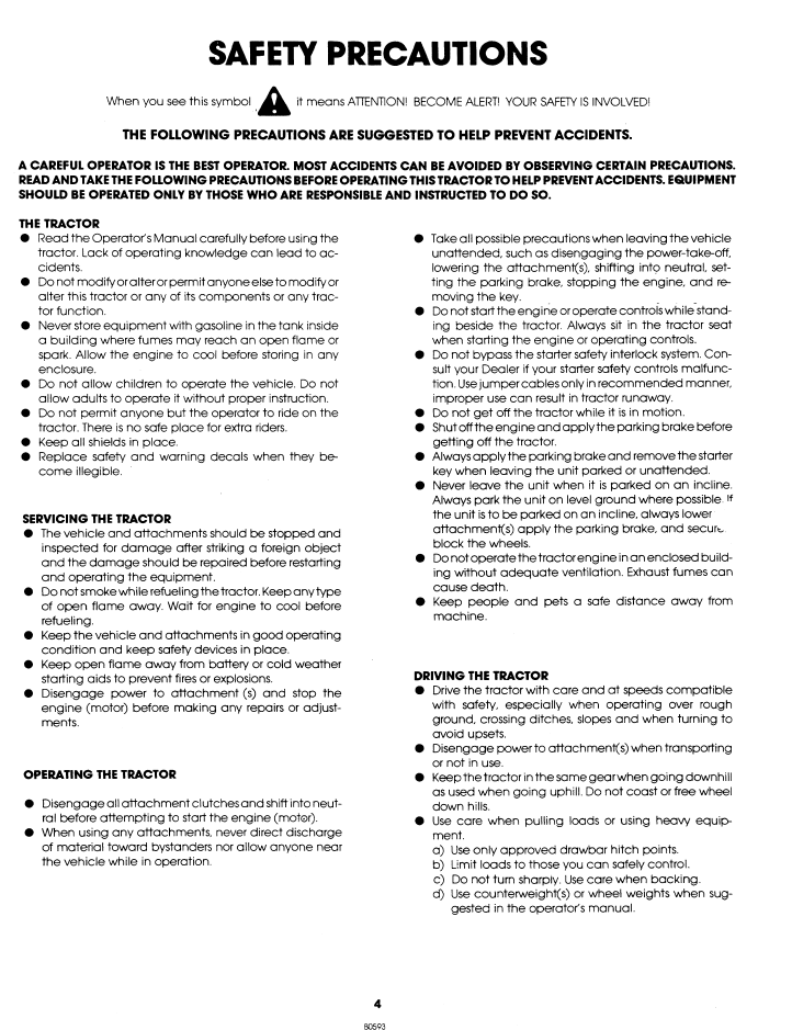 Ford YT16 Operator's Manual – New Holland Yard Tractor 42001610